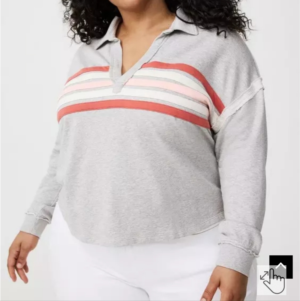 NWOT Torrid Heather Grey Striped Pullover Sweatshirt